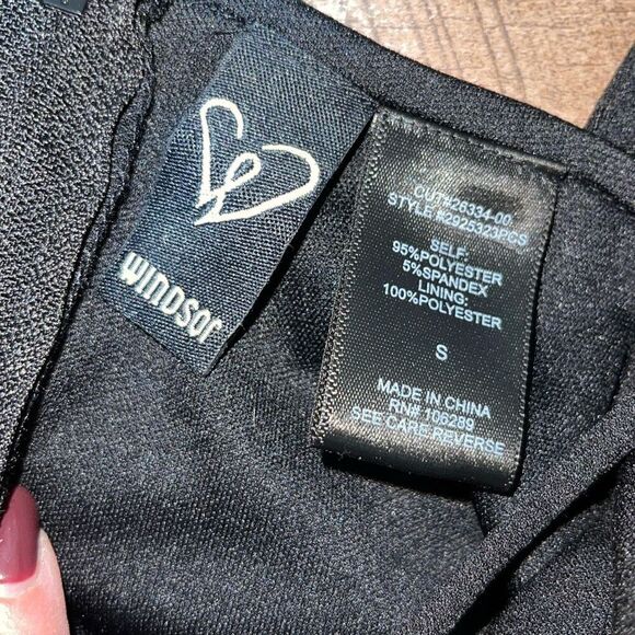 Windsor Womens Crisscross Back Lined Mini Fit‎ & Flare Dress Black Size Small - Picture 7 of 10